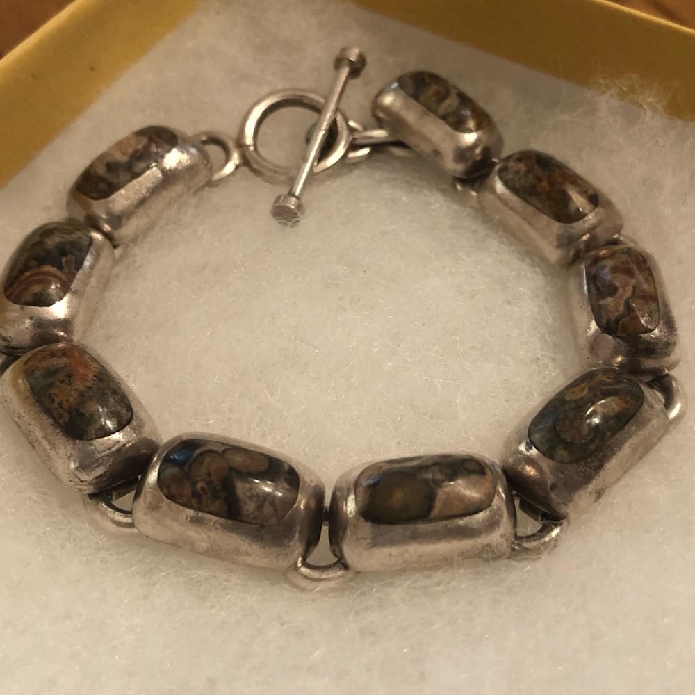 Rare Vintage Silpada Sterling Silver Leopard Skin Jasper Link Bracelet B0016 - Picture 16 of 16